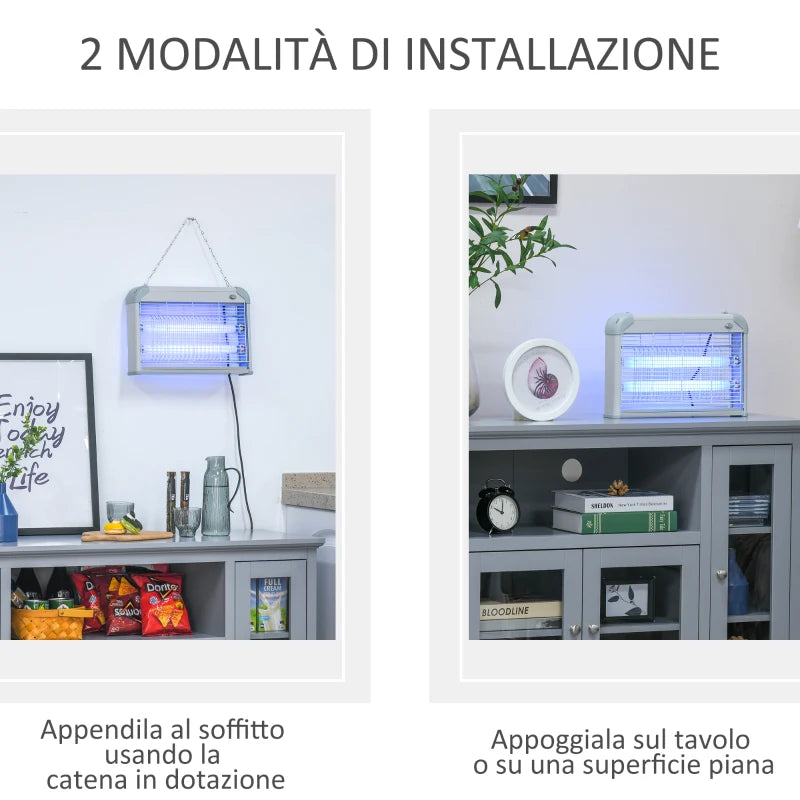 Elettroinsetticida da Esterno e Interno con Lampada Antizanzare UV per 60m², Zanzariera Elettrica 20W, Grigio e bianco XG7849-011XG7