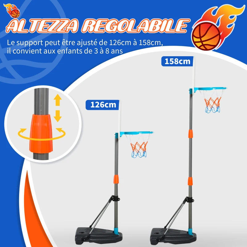 Set Canestro per Bambini Regolabile in Altezza con Palla da Basket Base e Pompa Gonfiaggio Inclusi DF6341-039DF6