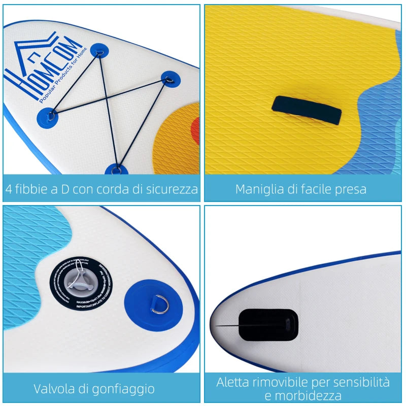 Tavola SUP Gonfiabile Stand Up Paddle con Pagaia Regolabile, Tavola da Surf con Accessori Inclusi, Blu 305x76x10cm QW5A33-008QW5