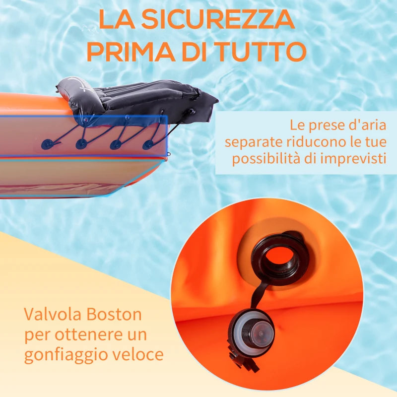 Canoa Gonfiabile 2 Posti in PVC con 2 Remi in Alluminio e Accessori, Arancione TG8A31-007TG8