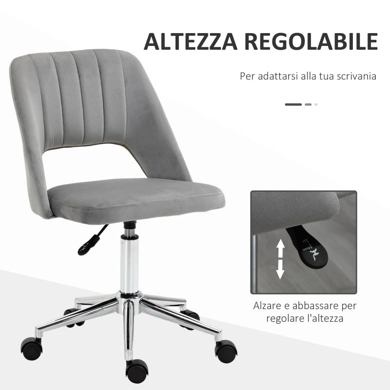 Sedia da Ufficio Ergonomica e Girevole, Sedia Imbottita per Scrivania con Altezza Regolabile, Grigio 49x60x79-91cm DR2921-481V80GYDR2