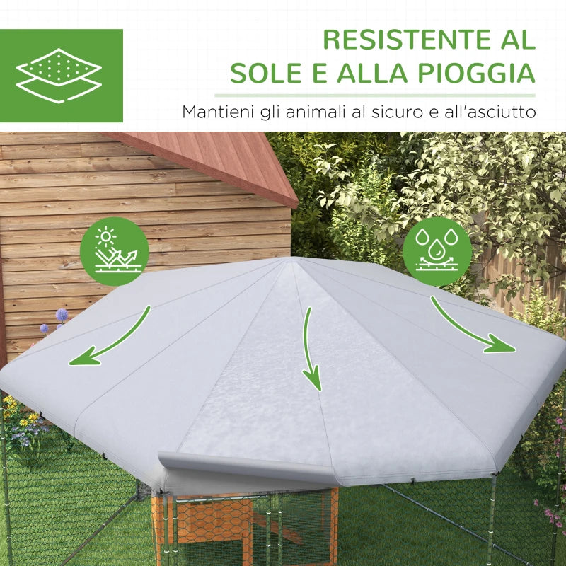 Recinto per Galline con Tetto e Porta Bloccabile in Acciaio per 10-15 Animali, 4x3.5x2.6m MD4D51-399V01SRMD4