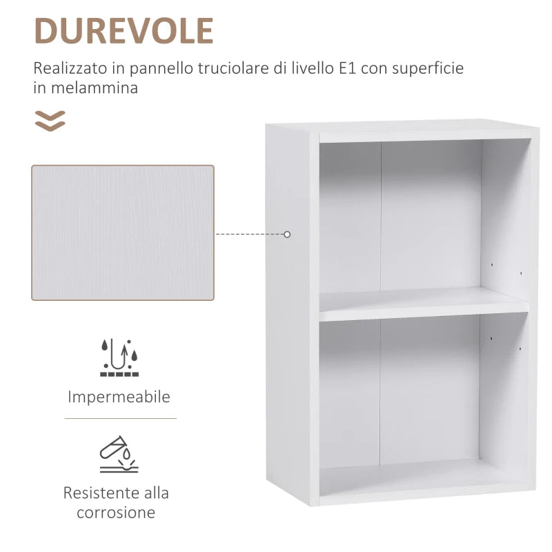 Libreria Bassa in Legno, Mobiletto Multiuso Design Moderno Bianco con Ripiano Regolabile 40x24x61cm JK502-0598JK5