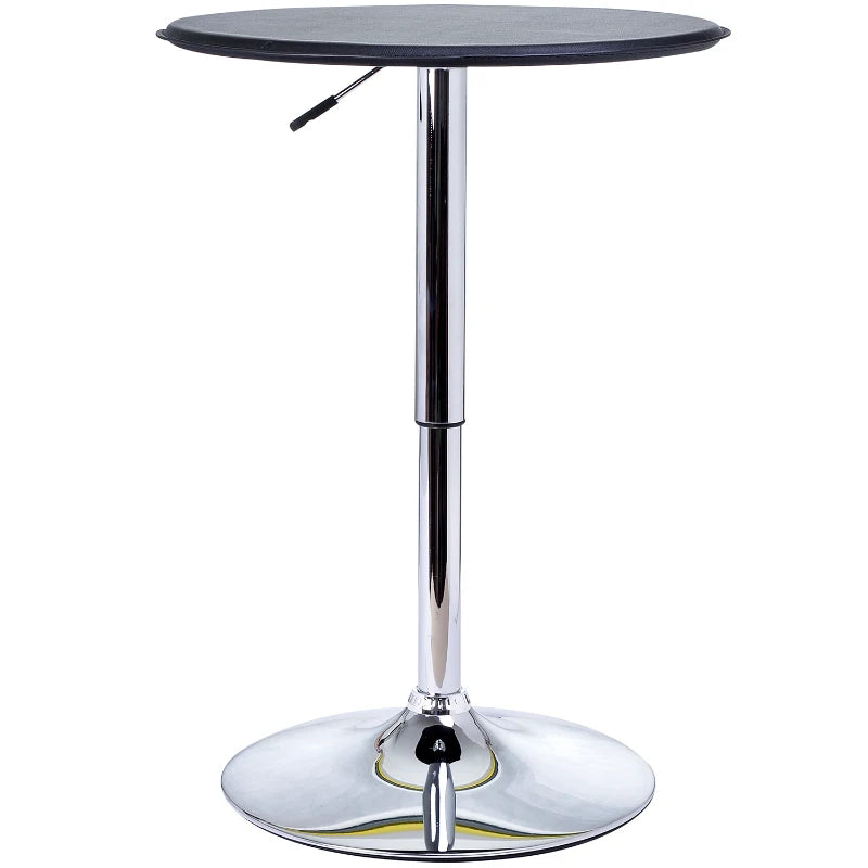 Tavolino da Bar Cromato, Tavolo Rotondo Regolabile in Altezza con Sistema Lift Up, Piano Rotondo Girevole 360° Φ63x67-93cm JK902-0071LK9