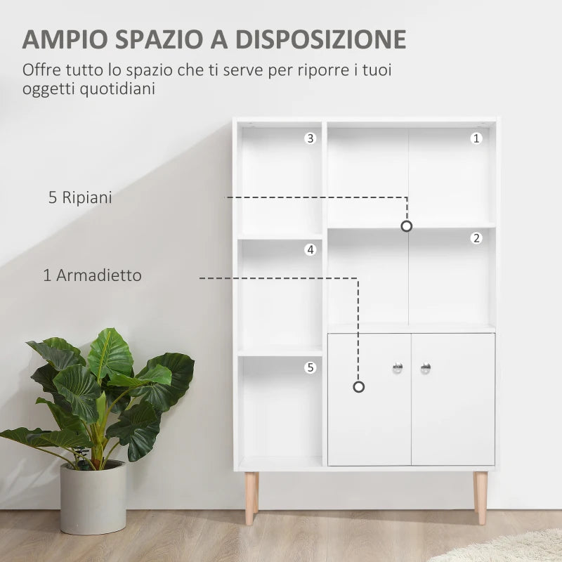 Mobiletto Libreria con Piedini in Legno di Pino Bianco 80x23.5x123cm AS9836-114WTAS9