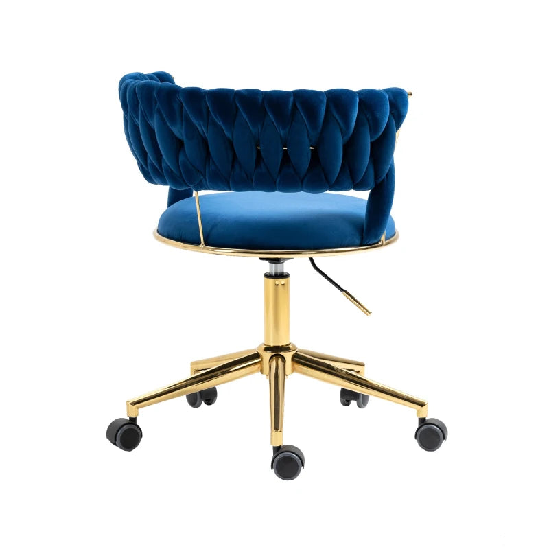 Sedia da Ufficio in Velluto Girevole a 360°, con Altezza Regolabile, Design Unico per il Salotto, Blu GF6F-GOM-W1880109492GF6