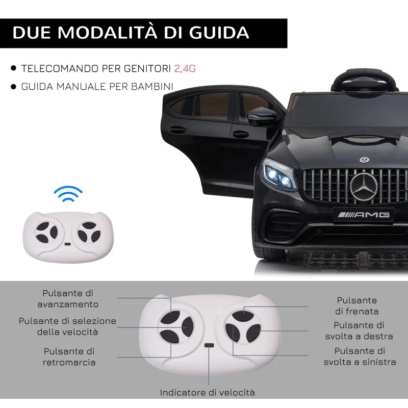 Macchina Elettrica per Bambini 3-5 Anni Mercedes con Cintura di Sicurezza e Telecomando, Nero GH2370-074V90BKGH2