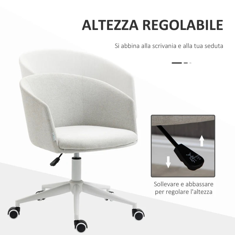 Sedia da Ufficio con Altezza Regolabile, Ruote e Seduta Girevole in Tessuto, Grigio Chiaro HJ9921-602V00LGHJ9