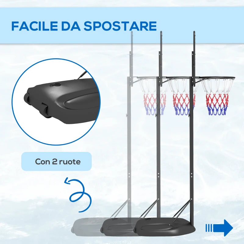 Canestro Basket ad Altezza Regolabile con Base Riempibile, Canestro da Basket in Acciaio e PE, Nero GF6A61-056V00BKGF6