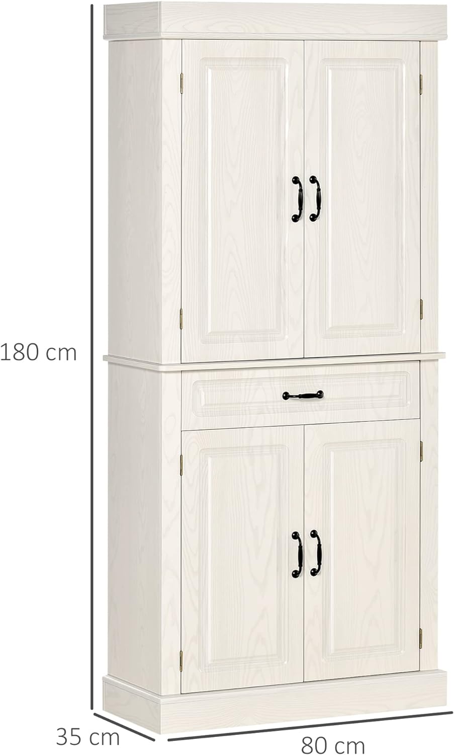 credenza alta soggiorno sala pranzo cucina dispensa armadio mobile bianco in legno con venature 80x35x180 6UK835-346V01D41