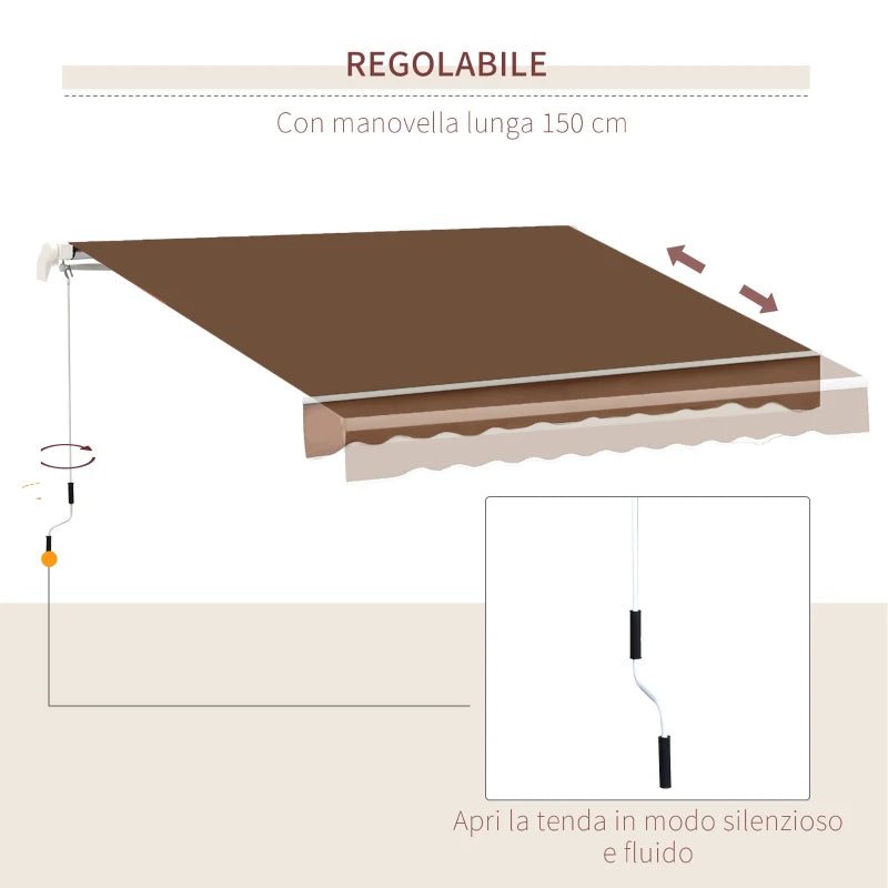 Tenda da Sole per Esterno Avvolgibile a Manovella in Metallo e Alluminio, 4x2.5m, Rosso Ruggine  YN3840-151CFYN3