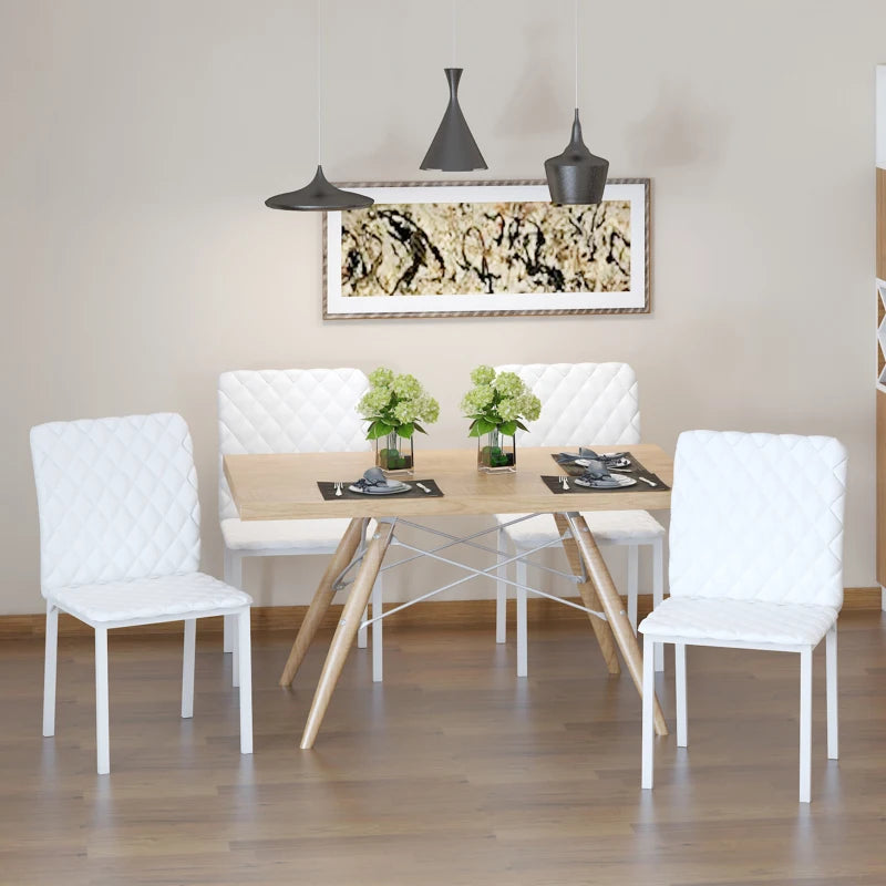 Set 4 Sedie Imbottite per Sala da Pranzo con Rivestimento in Similpelle, 41x50x91cm - Bianco ER2835-478WTER2