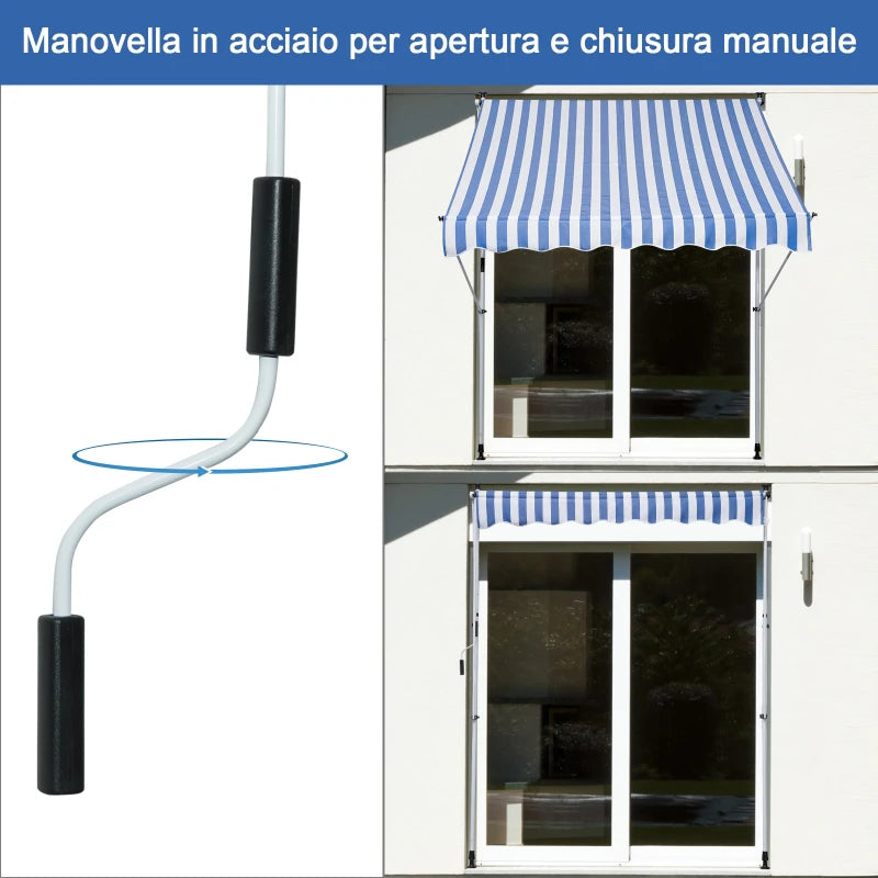 Tenda da Sole da Esterno 2x1.5m a Rullo con Manovella, Altezza e Angolazione Regolabile, Blu HY5840-182BUHY5