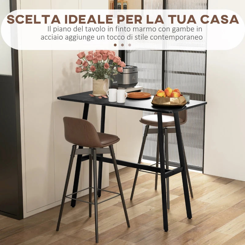 Tavolo da Bar Rettangolare per 4 Persone in MDF e Metallo, 118x58x98 cm, Nero HG683A-029V00BKHG6