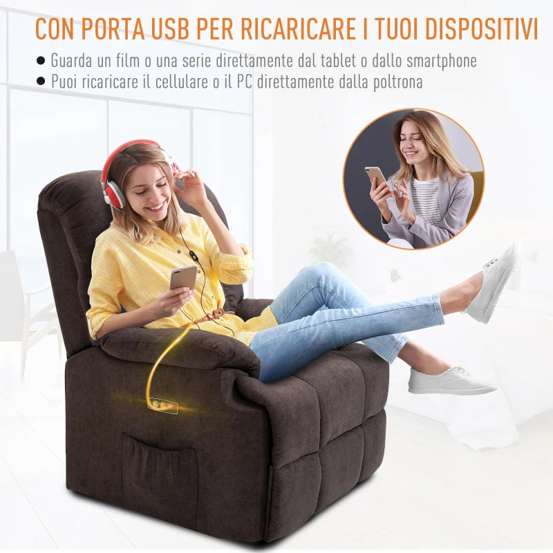 Poltrona Relax Elettrica e Alzapersona, Poltrona Reclinabile con Alzata Assistita, Marrone, 80x97x104cm JU8713-043V91JU8