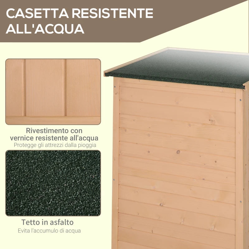 Casetta da Giardino in Legno di Abete Impermeabile, Capanno Attrezzi da Esterno 75x56x115cm SD1845-292SD1