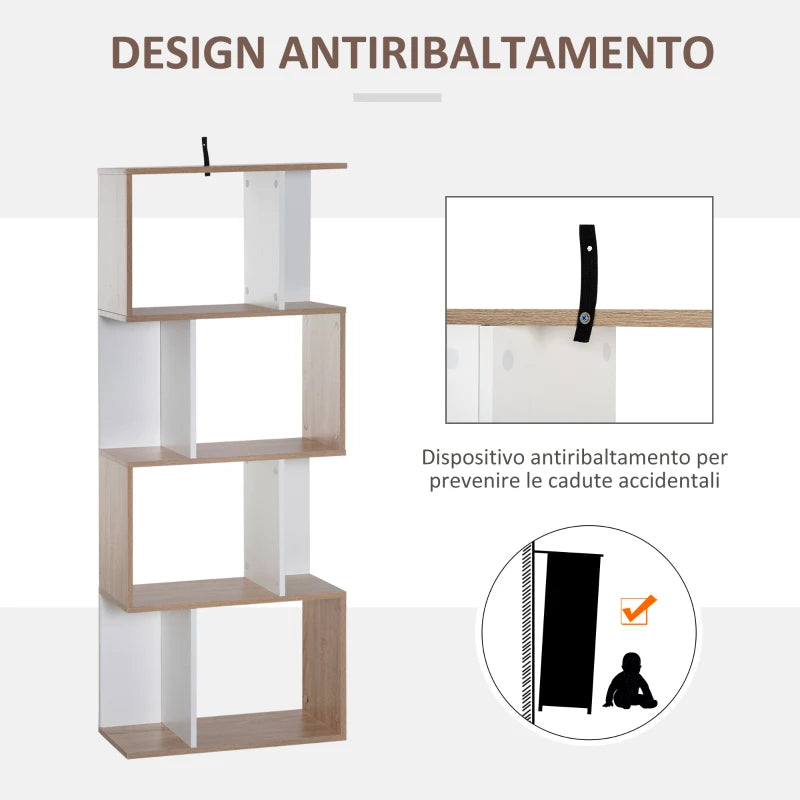 Libreria di Design Scaffale Ufficio Legno Moderna 4 Ripiani 60×24×148cm TY9833-451TY9