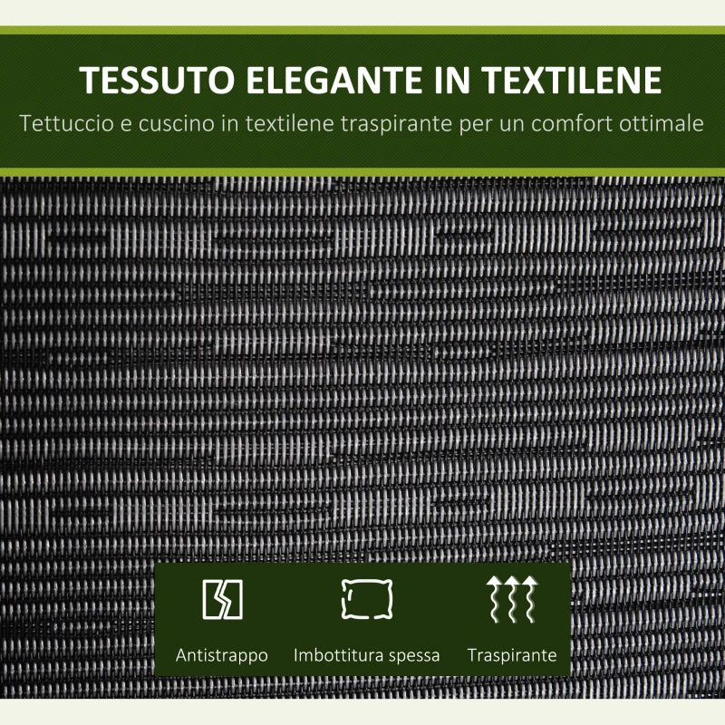 Dondolo da Giardino per 3 Persone con Tettuccio Regolabile e Cuscini, 200x120x170cm, Nero 84A-140BK