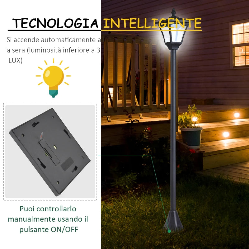 Lampada da Giardino Lampada da Terra LED da Esterno a Energia Solare Impermeabile IP44, 15x15x120 cm, Nero NE1842-107NE1