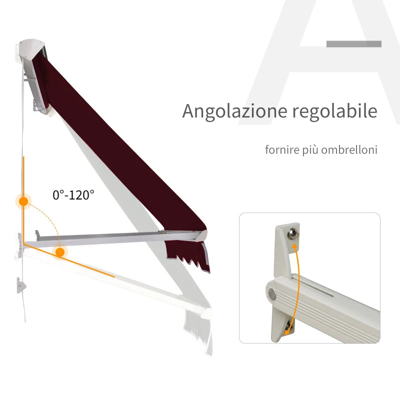 Tenda da Sole a Caduta con Rullo Avvolgibile e Angolazione Regolabile 0-120°, 180×70cm, Rosso EW801-0152EW8