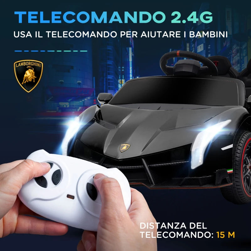 Macchina Elettrica per Bambini Lamborghini Veneno 12V con Telecomando, Età 3-6 Anni, Nero KJ9370-279V90BKKJ9