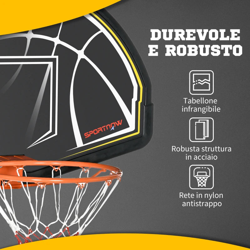 Canestro Basket per Bambini e Adulti da Indoor e Outdoor in Acciaio e PE, 110x90x70 cm, Nero e Giallo DE4A61-033V00OGDE4