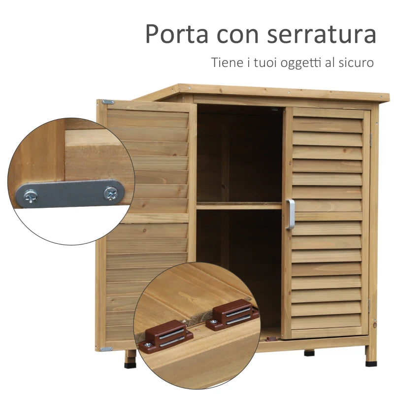 Casetta da Giardino in Legno di Abete con Tetto in Bitume Impermeabile, 87x46.5x96.5cm ZX5845-248ZX5