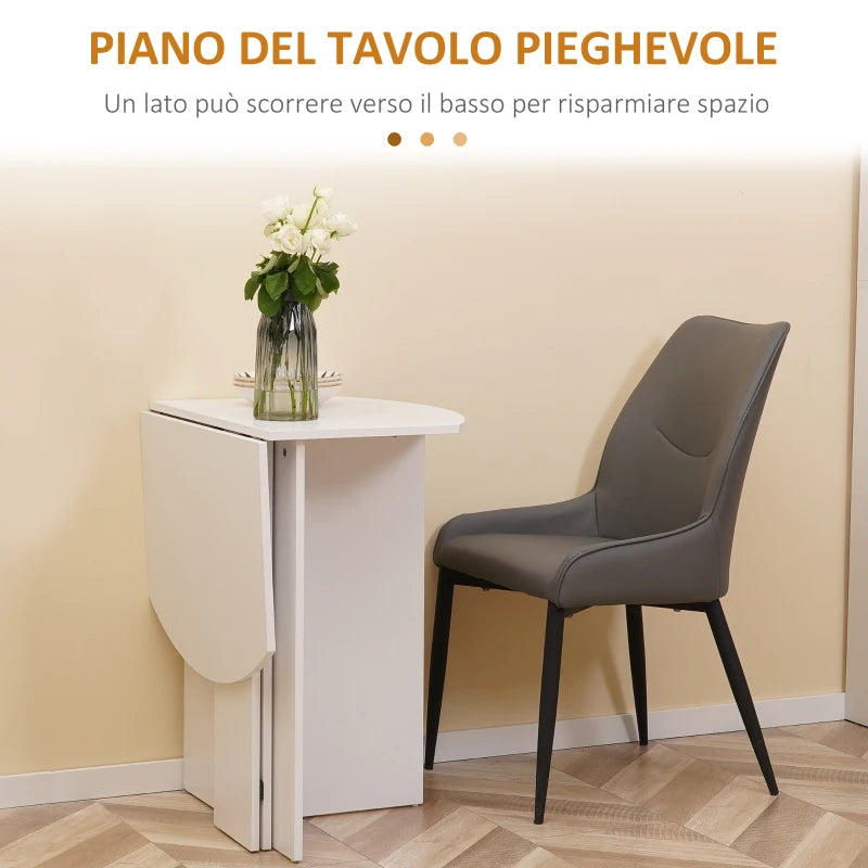 Tavolo da Pranzo Pieghevole Salvaspazio in Legno, 90x60x74cm, Bianco JP4835-650WTJP4