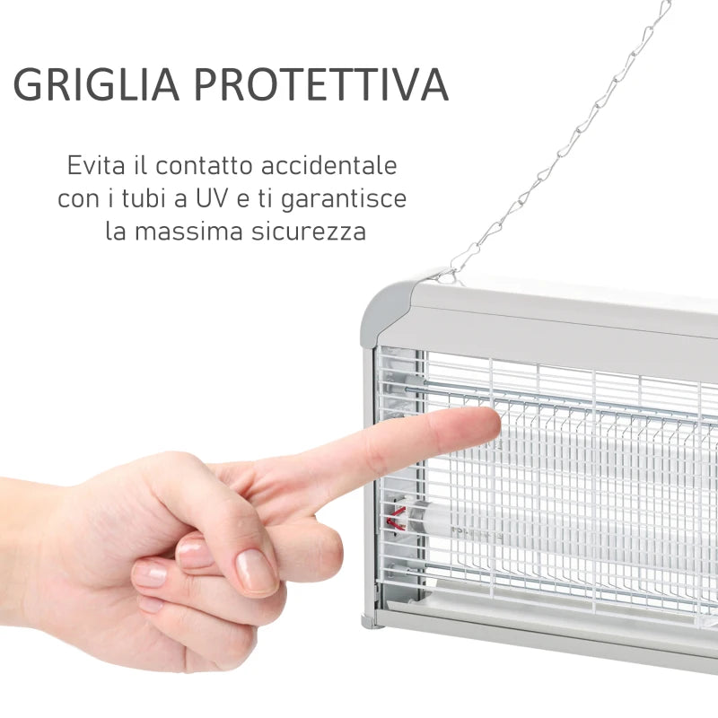 Elettroinsetticida da Esterno e Interno con Lampada Antizanzare UV per 60m², Zanzariera Elettrica 30W Grigio XA6849-013XA6