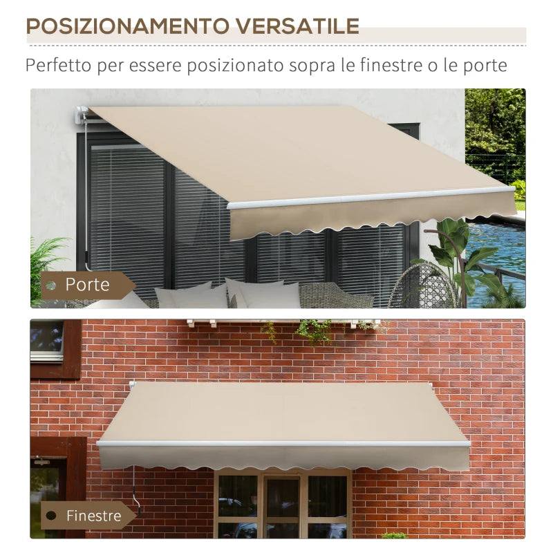 Tenda da Sole per Esterno Avvolgibile a Bracci con Apertura a Manovella, 350x250 cm, Crema HN5840-174V00CWHN5