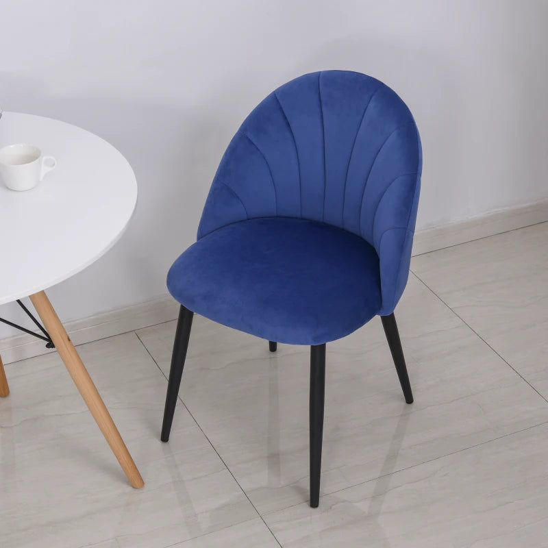 Set 2 Sedie Sala da Pranzo e Soggiorno Imbottite, Design Nordico ed Ergonomico in Metallo e Velluto Blu, 52x54x79 cm YH2835-253BUYH2