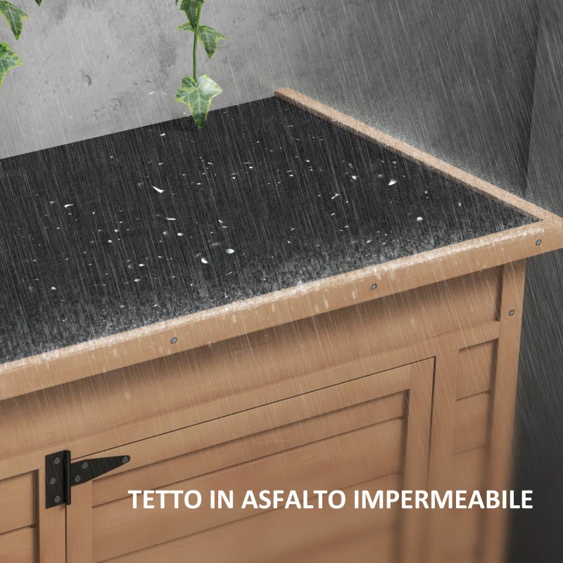 Armadio da Giardino in Legno con Ripiano Regolabile e Catenaccio, 75x56x117cm, Marrone GM184G-415V00BNGM1