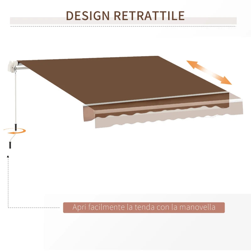 Tenda da Sole per Esterno Avvolgibile a Manovella in Metallo e Alluminio, 4x2.5m, Rosso Ruggine  YN3840-151CFYN3