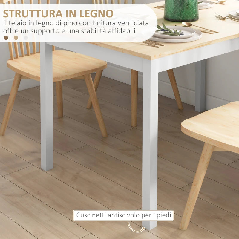 Tavolo da Pranzo 4 Posti con Piedini Antiscivolo, in Legno di Pino, 120x75x75 cm QS783A-103V00NDQS7