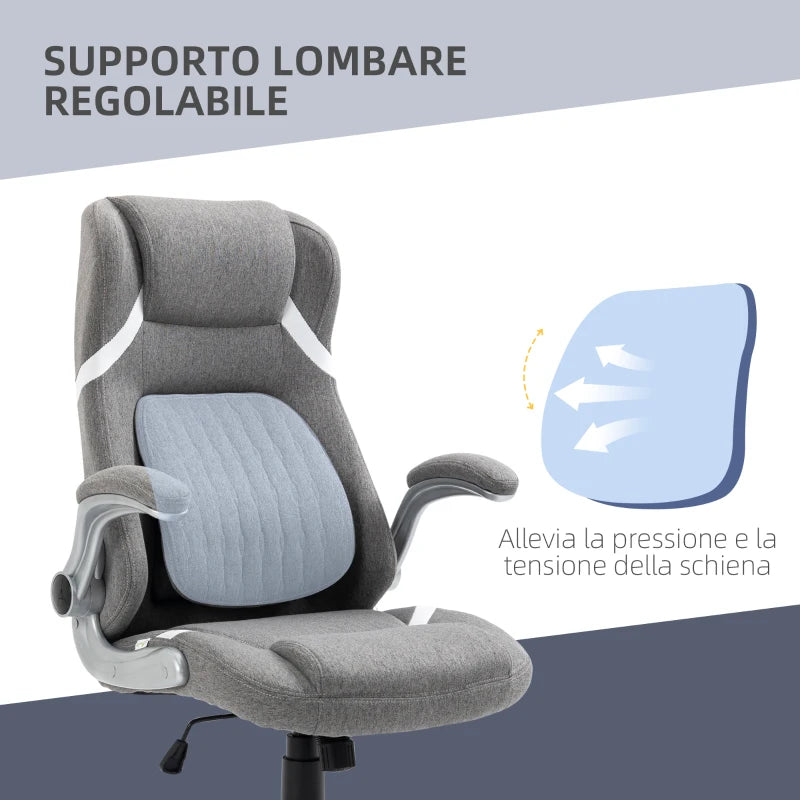 Sedia da Ufficio Reclinabile in Tessuto Traspirante e Acciaio con Altezza Regolabile, 68x76x109-117 cm ED4921-624V00GYED4