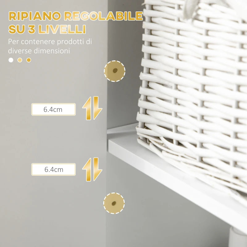 Colonna Bagno con 2 Armadietti e Ripiano in MDF e Acciaio, 30x30x170.7cm, Bianco e Oro ED6834-536V80WTED6