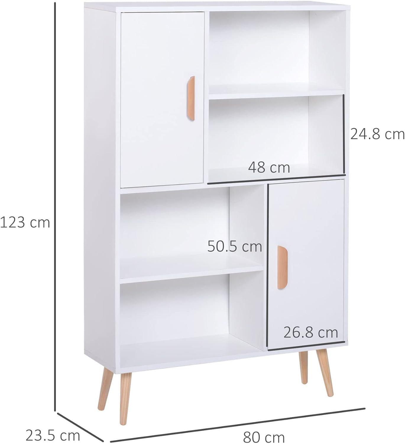 libreria scaffale bianco salotto soggiorno ingresso ufficio credenza mobile multiuso 80x24x123 R77836-113WTRFT