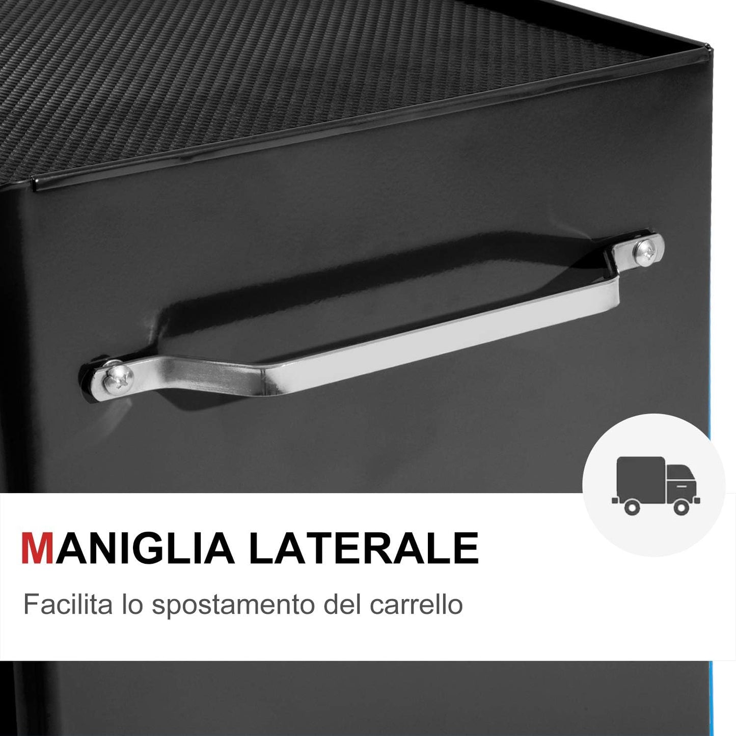 Carrello Porta Utensili Attrezzi con ruote Attrezzatura con Cassettiera Nero 61.5 x 33 x 82.5cm FTGB20-004BKD88