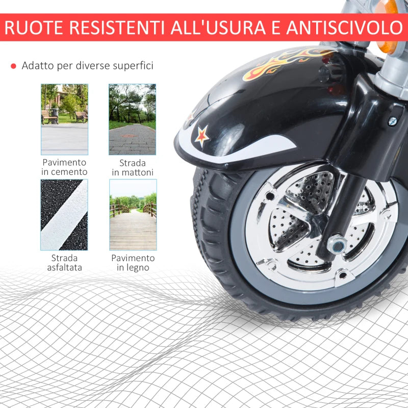 Mini Moto Elettrica per Bambini da 37-72 Mesi 3 Ruote Batteria 6V PP Ferro, Velocità 2.5KM/h, 92×53×67cm GB6370-009GB6