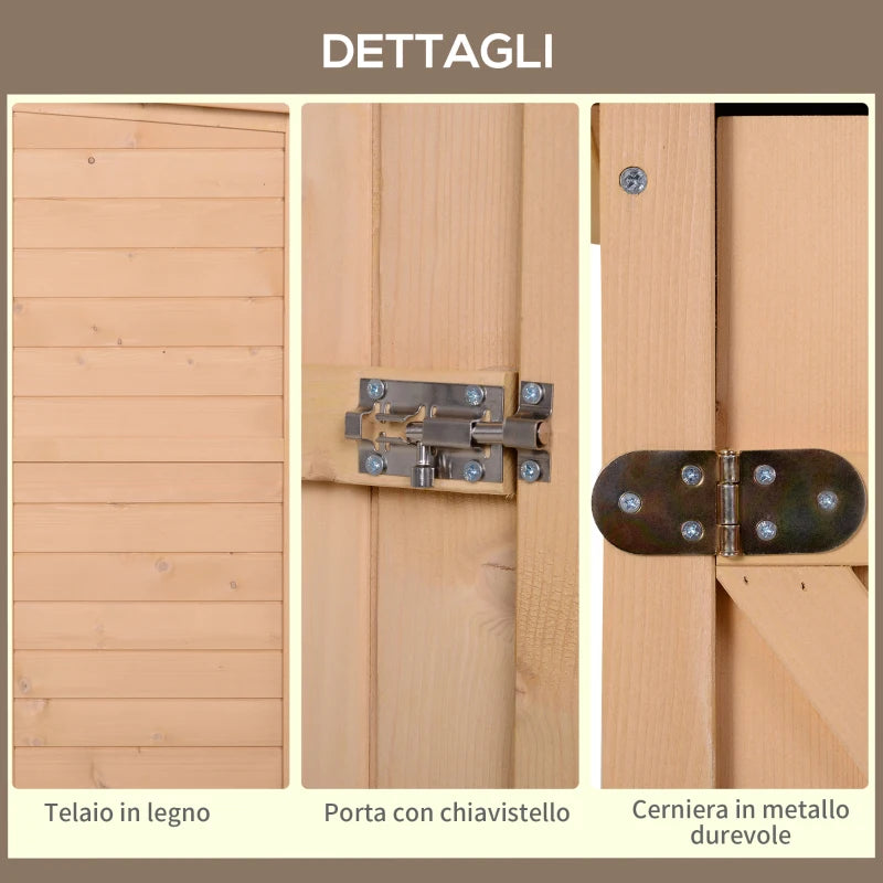 Casetta da Giardino in Legno di Abete Impermeabile, Capanno Attrezzi da Esterno 75x56x115cm SD1845-292SD1