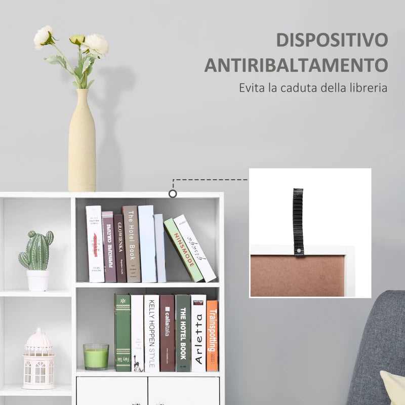 Mobiletto Libreria con Piedini in Legno di Pino Bianco 80x23.5x123cm AS9836-114WTAS9