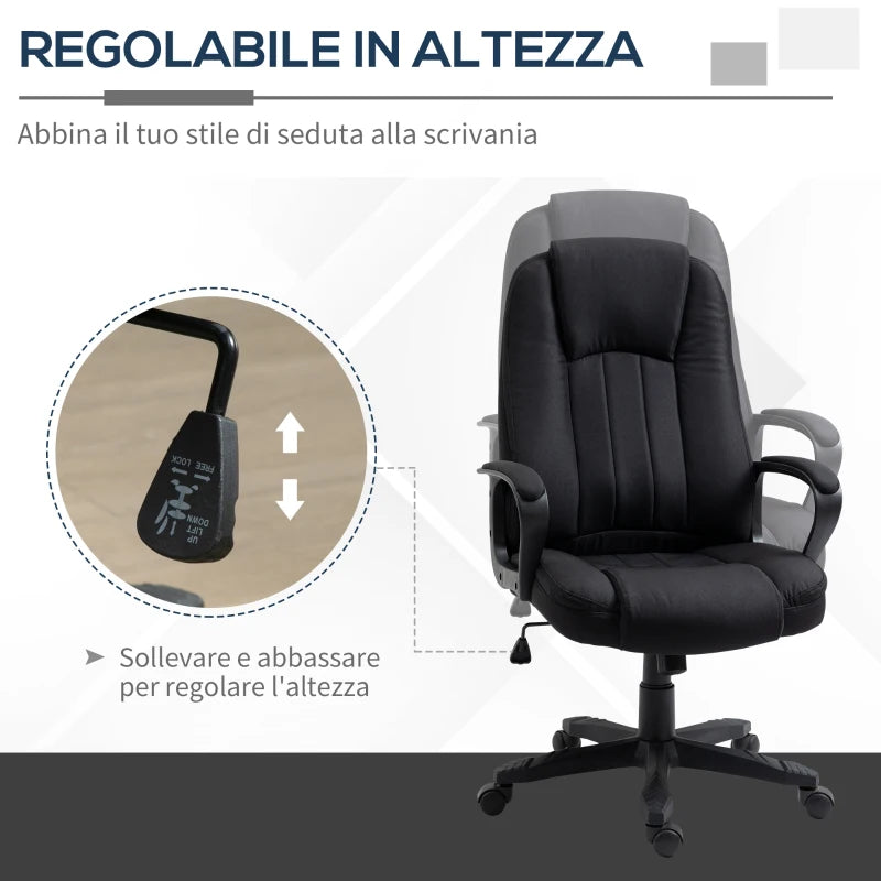 Poltrona da Ufficio Massaggiante ad Altezza Regolabile, 60x74x106-116cm, Nera UJ3921-593BKUJ3