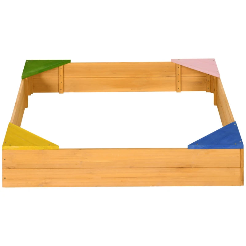 Sabbiera per Bambini da 4 Posti in Legno di Abete con Design senza Fondo, 109x109x19.8 cm QW4343-058V00NDQW4