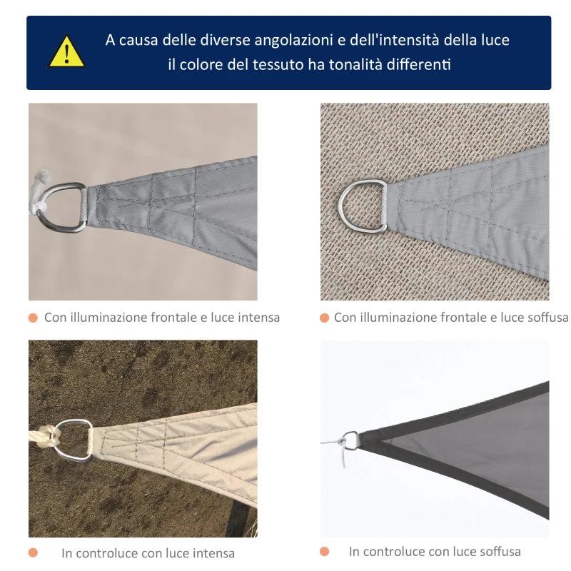 Vela Ombreggiante Triangolare, Tenda da Sole per Esterno in Poliestere Anti UV Traspirante 4x4x4m Grigio YH4840-138YH4