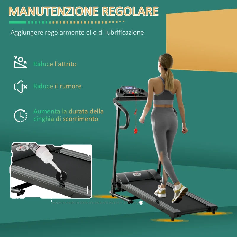 Tapis Roulant Elettrico Pieghevole Salvaspazio, Tapis Roulant Professionale con Display LCD, Velocità 0.8-10km/h e 12 Programmi, Potenza 500W, per Casa e Ufficio, Nero TF9A90-030V01TF9