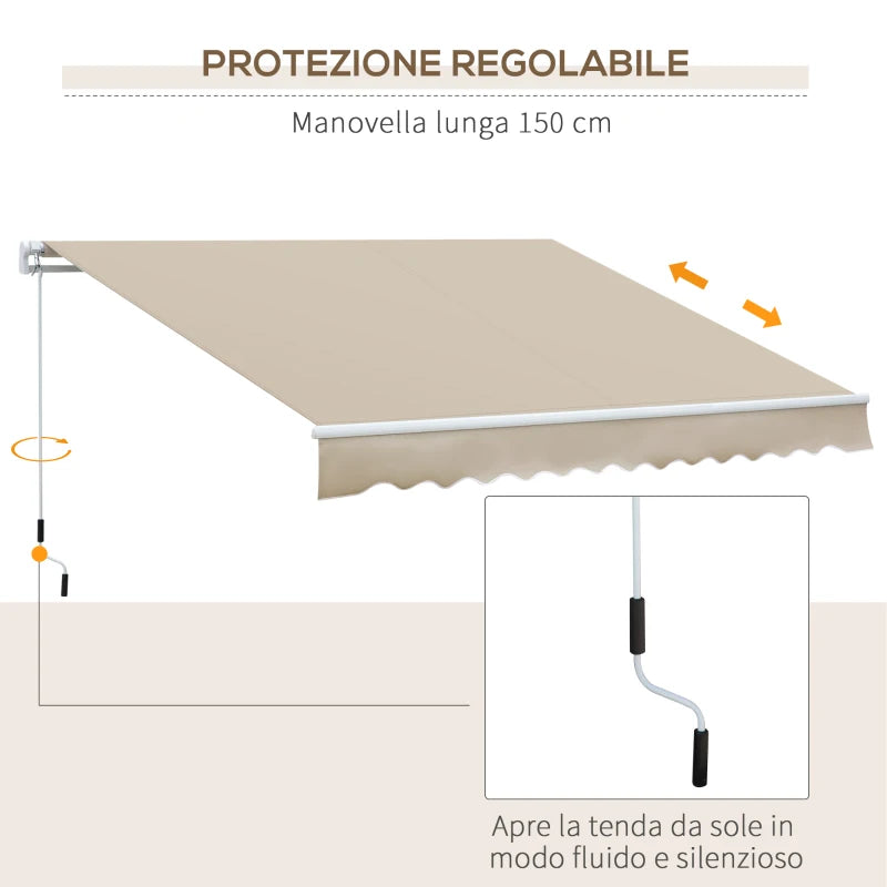 Tenda da Sole per Esterno Avvolgibile a Bracci con Apertura a Manovella, 350x250 cm, Crema HN5840-174V00CWHN5