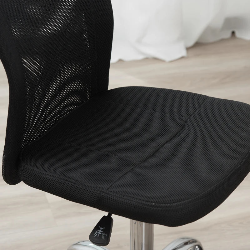 Sedia da Ufficio Ergonomica Senza Braccioli, Tessuto Traspirante a Rete, Altezza Regolabile e 5 Ruote, 43x58x90-100cm, Nero FG1921-226BKFG1