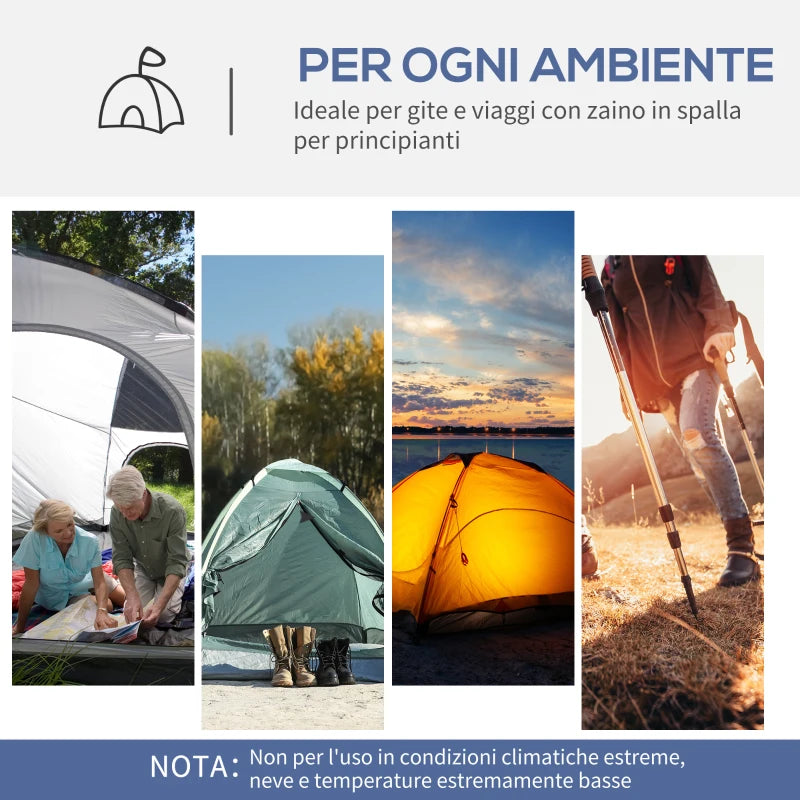 Tenda da Campeggio 3 Posti con 4 Porte a Cerniera, Zanzariera e Gancio, 350x350x230cm, Bianca e Blu EX2A20-232EX2