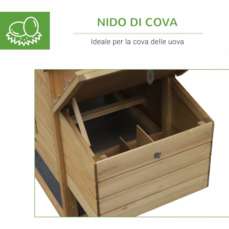 Pollaio Prefabbricato in Legno per 2 Galline con Recinzione e Nido per Cova, 150.5x54x87cm BG7D51-108BG7