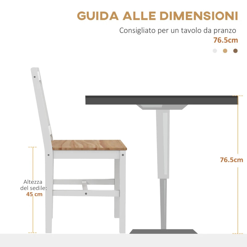 Set 4 Sedie per Cucina e Soggiorno con Schienale a Croce, in Legno di Pino, 41x46.5x86 cm ER4835-909V02NDER4